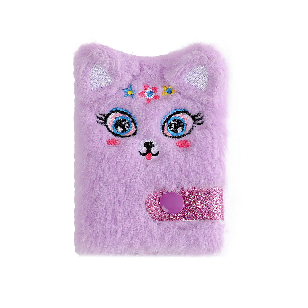 Wholesale Portable Mini Cartoon Plush Snap Button Notebook for Children